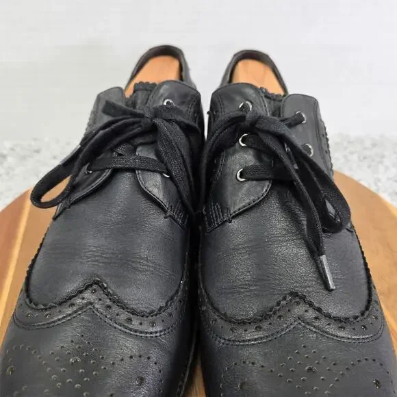 John Varvatos Star USA Black Long Wingtip Brogue Oxford Dress Shoe Mens 11.5
